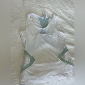Adidas White and Green Tank Top